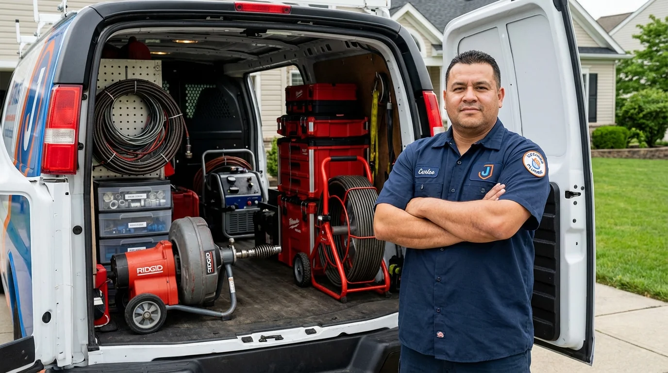 Professional drain cleaning equipment and Johns Plumbing LLC plumber in Abington