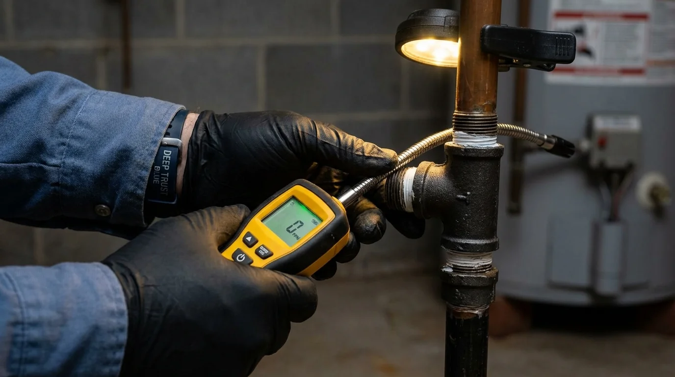 Gas leak detection with electronic sniffer by Johns Plumbing LLC in Abington