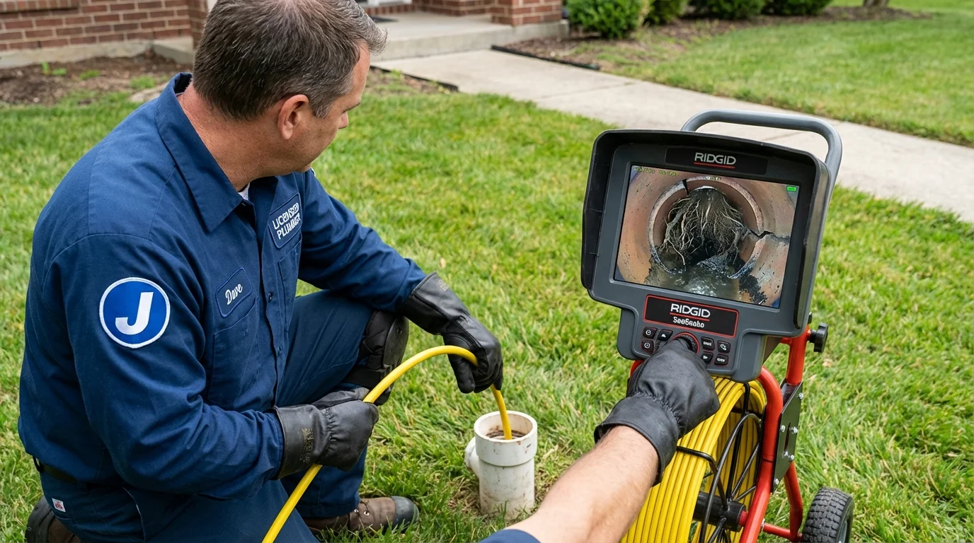 Sewer camera inspection being performed by Johns Plumbing LLC in Abington
